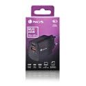 NGS Bud 45W - Ultraszybka ładowarka ścienna z 2 portami USB-C(PD i PPS 45W) USB-A (QC 3.0 18W) Kompaktowa i przenośna do smartfonów, tabletów, laptopów, materiałów ognioodpornych GAN Jednoczesne