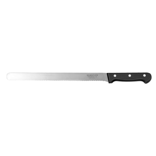 SABATIER TROMPETTE - Couteau génoise - Universal - Acier MoV finition satinée manche ABS et rivets acier - 43 cm (Lame 30 cm) - Noir