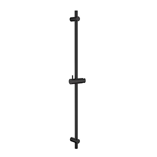 DETBOM Barre de Douche 90cm en Acier Inoxydable, Support de Pommeau Réglable à 360°, Fixations Murales Variables pour S'adapter aux Trous Existants, Noir