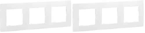 Legrand Niloé 665003 NL-Plaque pour interrupteur avec 3 entrées, Blanc (Lot de 2)