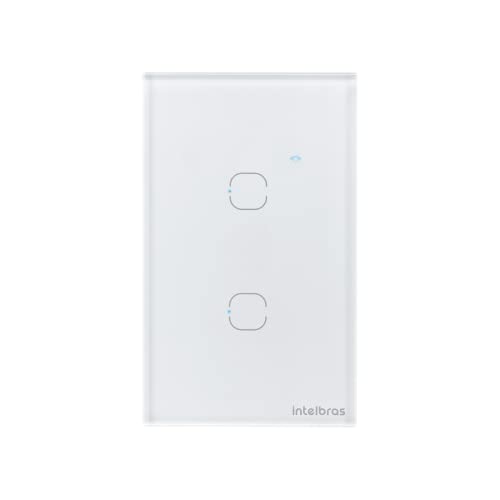 Interruptor Touch Inteligente Compatível Com Alexa Com 2 Teclas EWS 1002 Branco Intelbras