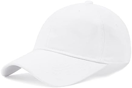 Zylioo Oversized XXL 100% Cotton Blank Baseball Cap Hat,Soft-Structured Adjustable Size Dad Cap for Big Heads 22.5"-25.5" White