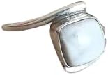Howlite Ring, White Buffalo Jewelry, Stacking Ring, Marble Gemstone Ring, White Turquoise Ring, Sterling Silver Ring, Southwestern Ring, Promise Jewelry, Cushion Stone Ring,...