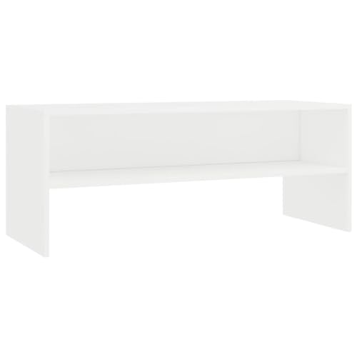 vidaXL Mueble TV Estante Mesa Baja Televisión Aparador Televisor Módulo Diseño Simple Compartimento Salón Comedor Sala Habitación Contrachapada Blanco