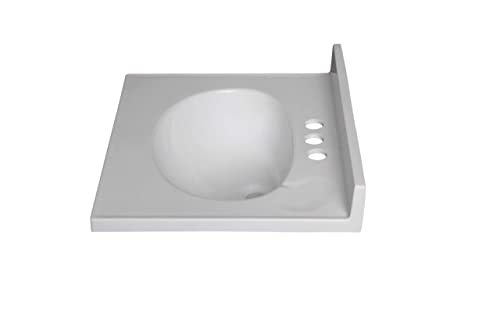 Fine Fixtures Cultured Marble White Vanity Top 19 X 17 3-Hole Faucet With Overflow Hole #TOP5