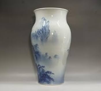 Amazon.co.jp: ~775砥部焼 染付山水絵花瓶 中元竹山作 竹山窯
