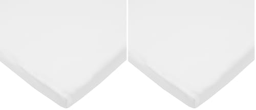 Image of TL Care Supreme 100% Natural Cotton Jersey Knit Fitted 18 inch x 36 inch Cradle /Bassinet Sheet, White, Soft Breathable, for Boys and Girls (Pack of 2)