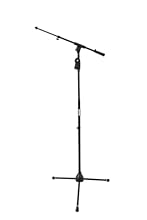 Quick Easy Height Adjustment with One-Handed Pistol Grip Clutch Locks Height Between 45 - 69.5" (1143 - 1765mm) Telescoping Boom Section Provides Extended Mic Reach Collapsible Tripod Base with Non-Slip Rubber Feet White Safety Trim On Feet (Removabl...