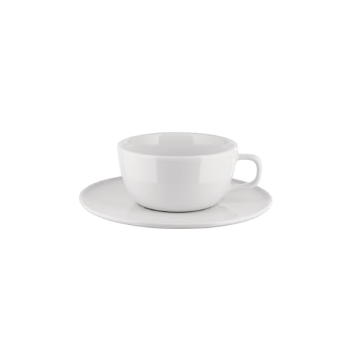 Alessi Itsumo NF07/87S - Set di una Tazza da Caffè Filtrato di Design, con Sottotazza, Uso Quotidiano, Estetica Minimale, in Porcellana Bianca, Diametro 15 cm
