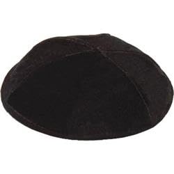 6 Part Washable Black Yarmulke with Rim Israeli Size 8