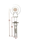 Image of US STAINLESS Stainless Steel 316 (Shape Type 307) M12 Lifting Eye Bolt 12mm x 140mm Marine Grade Pitch of 1.75
