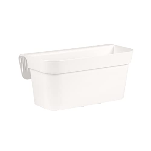 Nicoli vaso da balcone Arké Balcony, balconiera in resina cm 40x23x18h, fioriera autoportante per parapetto (bianco)