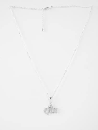Image of Clara 925 Sterling Silver Religious Radha Pendant Chain Necklace | Platinum Plated, Swiss Zirconia |Gift for Women and Girls