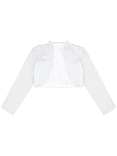 Sywiyi Kids Satin Long Sleeve Bolero Girls Shrug Open Front Cardigan Festival Party Dress Cover up3