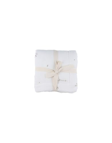 NOUKIE’S – Couverture bébé 75x100 cm en Mousseline brodée & Sherpa – Coloris Blanc écru...