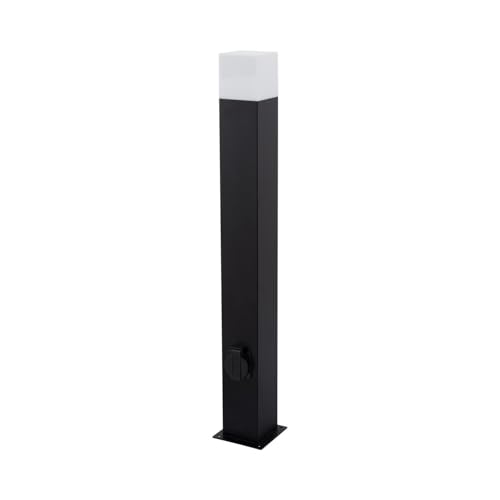 LEDKIA LIGHTING Baliza Exterior Superficie Pie 74cm con Enchufe Tipo F Schuko Augusta Negra Negro E27