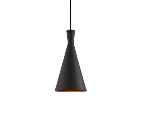 Image of Lexton Antique Single Head Metal Cone Shade Pendant Light | for Bedroom, Kitchen, Restaurant, Indoor Outdoor or Home Decoration (Black, Pack of 2) (Bulb Not Included)