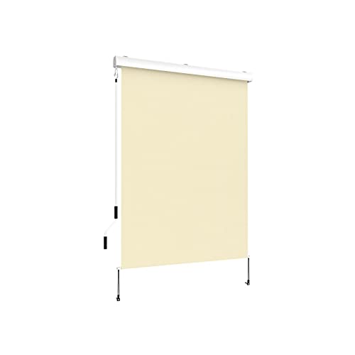 Grindi - Senkrechtmarkise Außenrollo Balkonrollo, Sonnenschutz und Sichtschutz, Handkurbelmechanismus, mit Kurbel Markisenkasten, für Balkon, Terrasse, Garten - 200x250 - Solano III, beige
