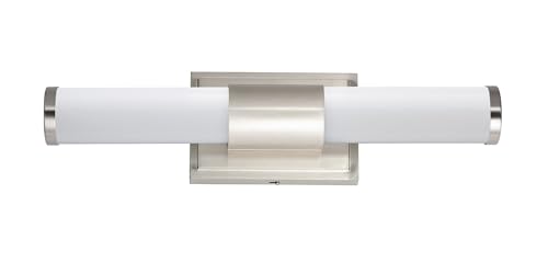 Image of Maxim Lighting Optic 18 inch 2-Light Bath Vanity Light | Satin Nickel Aluminum Finish | White Glass Shade | Transitional Indoor Light Fixture | Ideal for Bathrooms & Powder Rooms | 52114WTSN