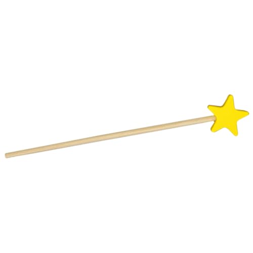1 Piece Wooden Star Fairy Wands Luxury Wooden Fairy Wand Stick Wooden Craft Wands DIY Fairy Wands for DIY Handmade Christmas Halloween Party Cosplay, 13.8 Inches, Yellow