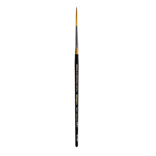 Image of KINGART Premium Original Gold 9050-4 Script Liner Series Artist Brush, Golden Taklon Synthetic Hair, Short Handle, for Acrylic, Watercolor, Oil and Gouache Painting, Size 4