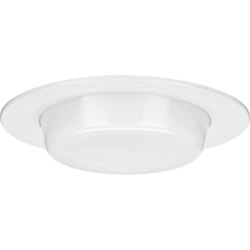 Progress Lighting P806005-028 6" Recessed Drop Lensed Shower Trim with Frosted Glass Diffuser Satin White for 6 in. Housing (P806N Series)