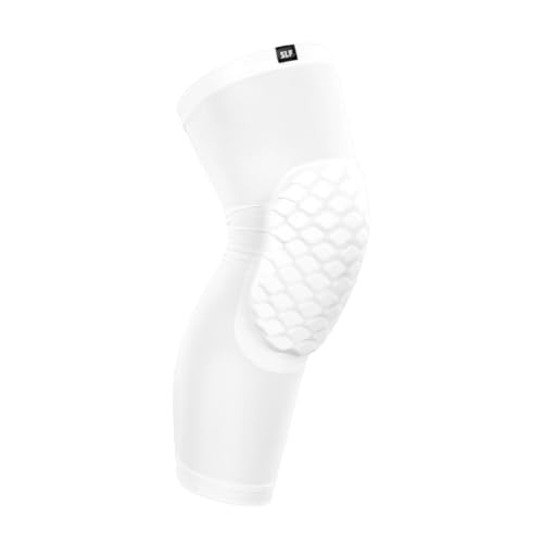 SLEEFS Basic White Knee Pad - Compression Sleeve - Protection for Running, Volleyball, Basketball, All Sports - UPF 50+