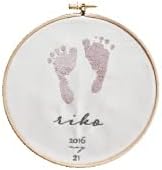 Ashigata Maru 赤ちゃんの足形 刺繍 メモリアルフレーム 赤ちゃん 足形 出産祝い 名入れ ギフト ベビー メモリアル 出産内祝い 内祝い 出産 おしゃれ お返し 1歳 ハーフバースデー足型 刺繍絵 インク キット スタンプ スモーキーピンク Southsidemasters Org