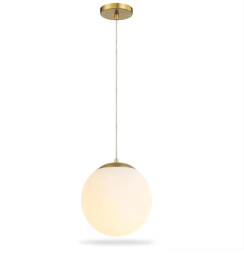 Lampadario a Sospensione Moderno Oro con Sfera in Vetro E27, Lampada a Sospensione Design Minimal per Soggiorno Cucina Sala da Pranzo Bar, Cavo Regolabile 133cm, Ø32cm, Compatibile LED