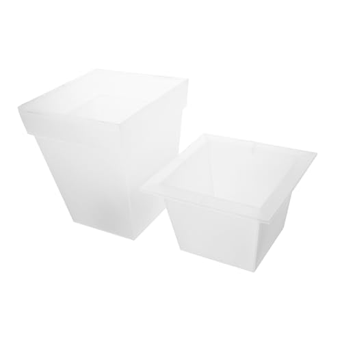 OUNONA Fioriera Solare Luminosa da Esterno Quadrata Lampada Giardino per Patio Cortile Recinzione Vaso Decorativo con Ricarica Solare Risparmio Energetico e Facile Installazione