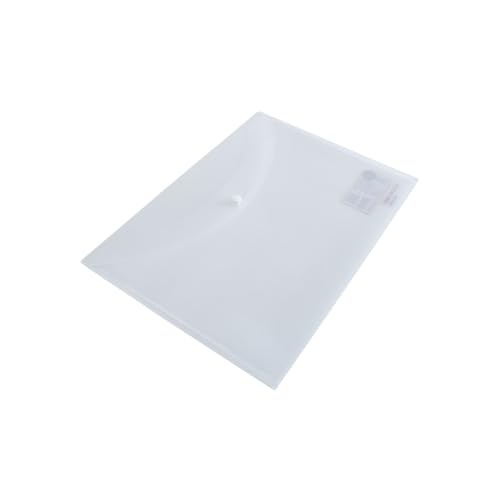 Image of Worldone Clear Plain Envelope My Button Bag for Document with 0.2mm PP Sheet, Machine Fitted Snap Button with Back Fold Sealing for Extra Strength Size FC, Transparent White, Pack of 12