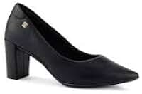 Sapato Social Scarpin Feminino Bico Fino, Salto Grosso Médio 5cm, Material Napa, Solado Antiderrapante, Preto