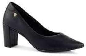 Sapato Social Scarpin Feminino Bico Fino, Salto Grosso Médio 5cm, Material Napa, Solado Antiderrapante, Preto