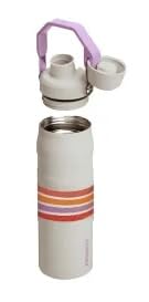 Image of Stanley Varsity IceFlow Aerolight Fast Flow Water Bottle 24 oz | Angled Spout Lid | Lightweight and Leakproof for Travel and Sports | Insulated Stainless Steel | BPA-Free (Cream Lilac Stripe)