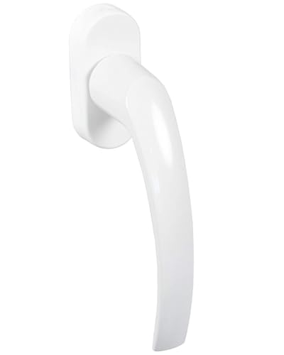 Gedotec Manilla de plástico blanca para puerta balconera en roseta ovalada | 1 pieza - Herrajes de ventana de diseño Manilla oscilobatiente sin cilindro de cierre | GLORY