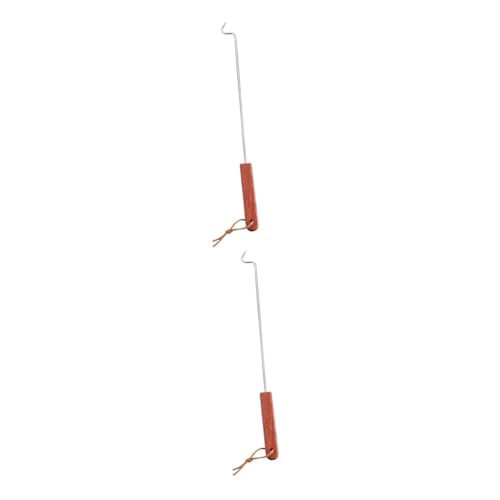 CRILSTYLEO 2 Piezas tenedor de carne aleta de gancho de bistec aleta de cerdo Tortita manos cocinero cozinha sartén acero inoxidable volteador de barbacoa aleta de comida con mango de madera