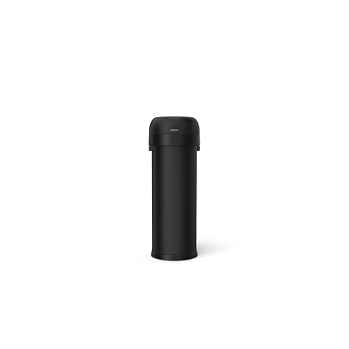 Image of simplehuman Slim Open Can, 50L / 13 Gallon Commercial Trash Can for Restaurants, Cafes, Hotel Lobbies, Dent-Resistant Heavy Gauge Steel, Lift-Off Lid, ADA-Compliant, Matte Black Steel