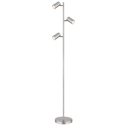 Stehlampe Standleuchte 3 Leuchten schwenkbare Stehlampe Stehleuchte Wohnzimmer Modern silber, 3 Flammig, Metall, 3x GU10, LxBxH 25x23x154 cm