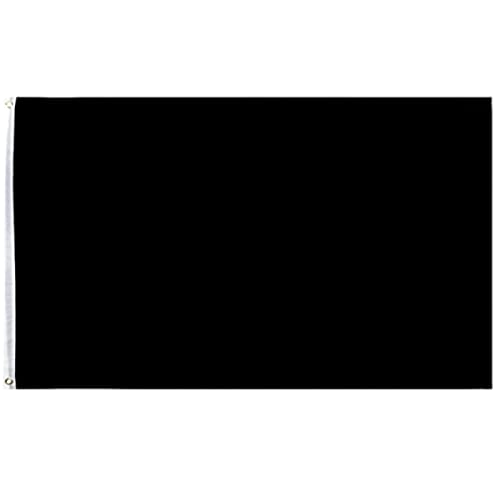 5ft x 3ft Black Flags and Banners Pennant Double Stitched Vivid Color Plain Black Flags Polyester Decoration for Garden Room Game Parade Sport Events Festival Party 90 X 150cm with Brass Grommets