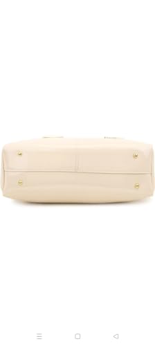 Image of Women's Top Handle Bag | Hand Held bag | Stylish Patent Synthetic Leather Handbag with Dual Handles & Detachable Sling Strap | Beige Shoulder Purse for Work & Casual Outings