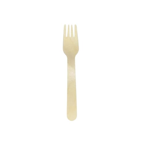 PBK Pack of 100 Wooden Forks Biodegradable Compostable and Disposable