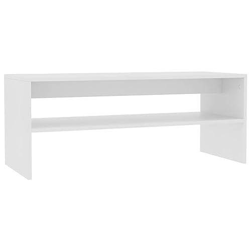 vidaXL Mesa de Centro de Contrachapada Blanca 100x40x40cm Mobiliario Decoración Hogar Diseño Elegante y Lujoso Aspecto Refinado Duradera Resistente