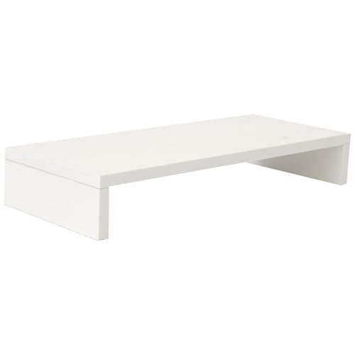 BESPORTBLE Soporte Elevado para Monitor de PC de Madera Blanca Estante Organizador de Escritorio para Oficina y Hogar Accesorio de Almacenamiento Compacto para Ordenador Diseño Moderno y