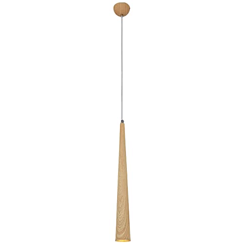 KMYX Lampe Suspendue À Long Tube, Imitation Bois, Grain De Bois, Suspension en Aluminium, Suspension À LED, Suspension De Chambre À Coucher, Couloir De Lumière, Luminaire De Restaurant, 5 W Cover