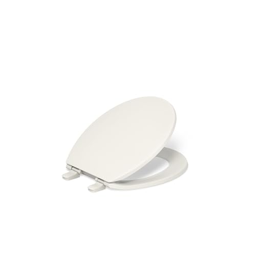 Image of KOHLER K-4775-96 Brevia Round Toilet Seat with Quick-Release Hinges And Quick-Attach Hardware For Easy Clean, Biscuit