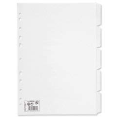 2XSubject Dividers Multipunched Manilla Card 5-Part A4 White [Pack 10]