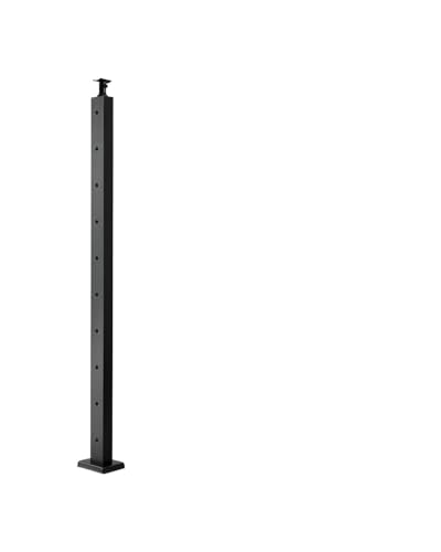 VEVOR Poteau Garde Corps, 914x50,8x50,8 mm, Poteau Rampe d'Escalier à Câble, Trous Horizontaux Pré-percés, Support Horizontal et Incurvé, pour Main...