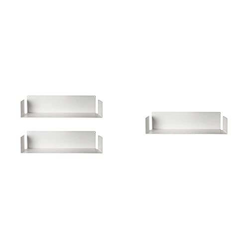 TEEbooks Etagères Murales - Lot de 2 étagères - Acier - Blanc - 60 x 15 x 15 cm - pour Livres, Cds, DVDs & Etagère Murale U, Acier, Blanc, 60 x 15 x 15 cm Cover