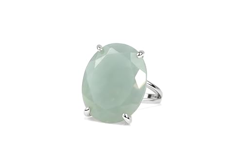 Bague aigue-marine ovale en argent sterling pour femme et bijoux artisanaux