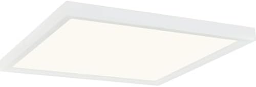 Quoizel Outskirts Square Flush Mount Ceiling Light, 15 Inch White Lustre, Dimmable Integrated LED 2700 Lumens, 30 W, Close to Ceiling Light Fixtures for Hallway, Kitchen, Bedroom or Bathroom